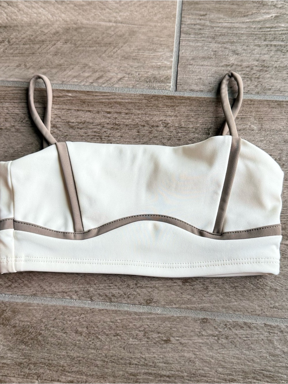 Tiger Friday Cream Top with Taupe Trim